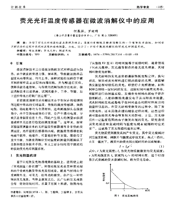 荧光光纤温度传感器在微波消解仪中的应用