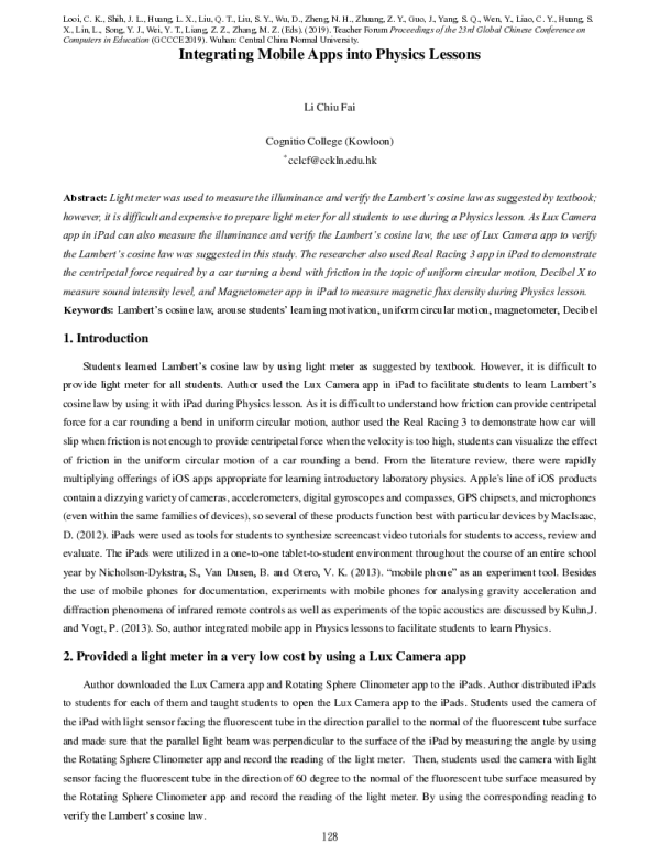 IntegratingMobileAppsintoPhysicsLessons