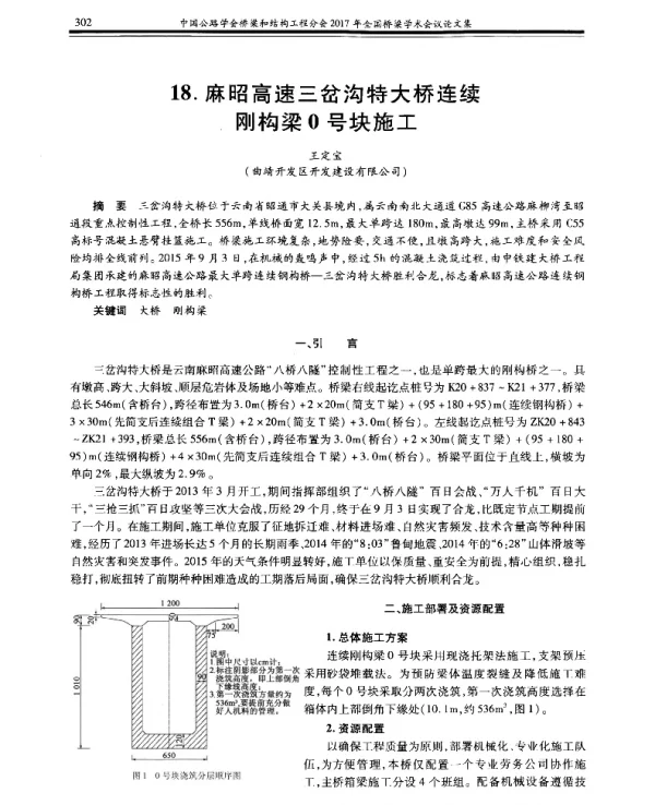 麻昭高速三岔沟特大桥连续刚构梁0号块施工