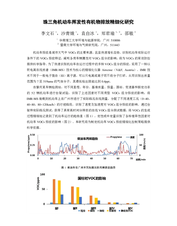 珠三角机动车挥发性有机物排放精细化研究