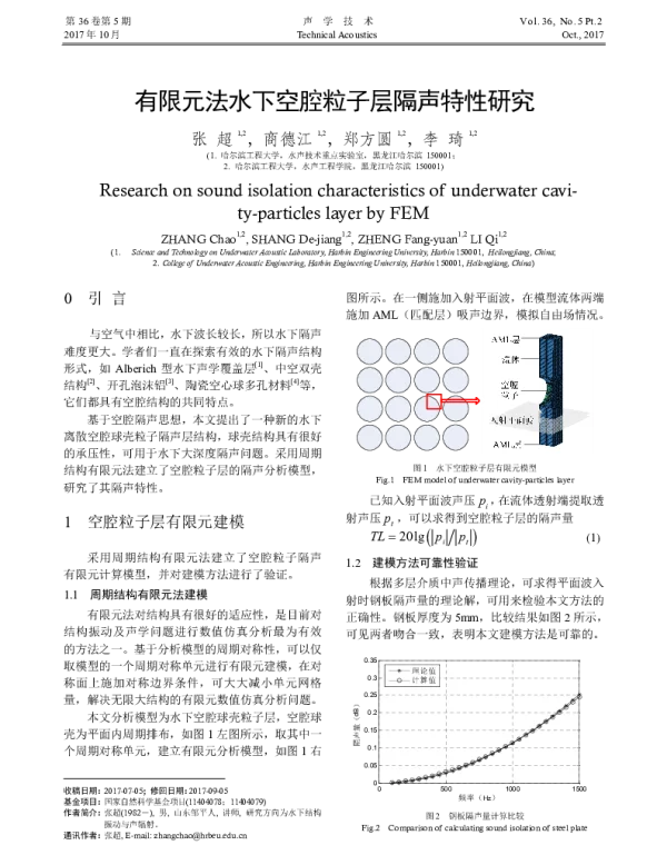 有限元法水下空腔粒子层隔声特性研究