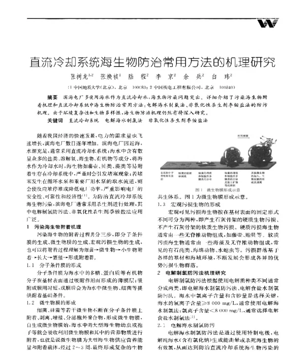 直流冷却系统海生物防治常用方法的机理研究
