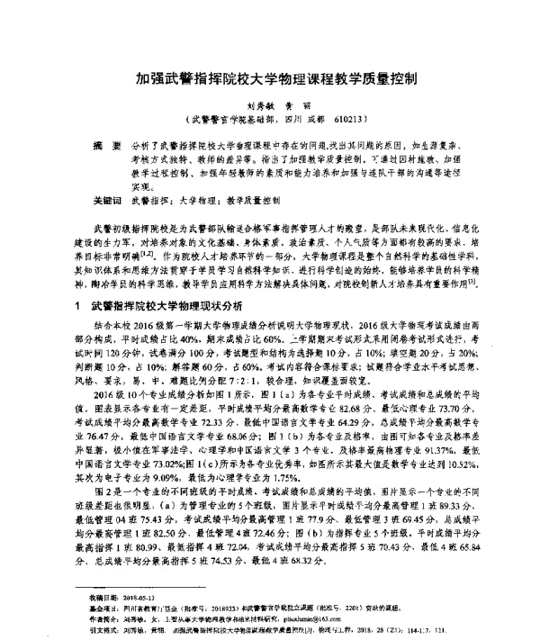 加强武警指挥院校大学物理课程教学质量控制