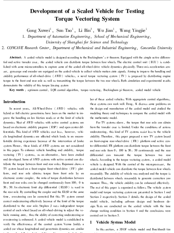 DevelopmentofaScaledVehicleforTestingTorqueVectoringSystem