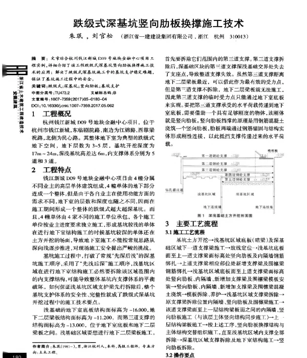 跌级式深基坑竖向肋板换撑施工技术