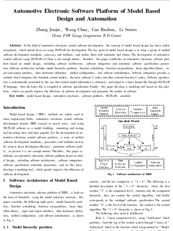 AutomotiveElectronicSoftwarePlatformofModelBasedDesignandAutomation