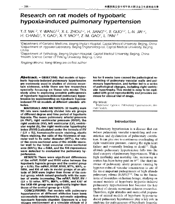 Researchonratmodelsofhypobarichypoxia-inducedpulmonaryhypertension