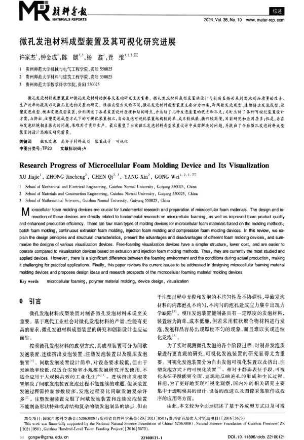 微孔发泡材料成型装置及其可视化研究进展