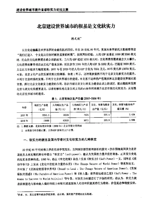 北京建设世界城市的根基是文化软实力