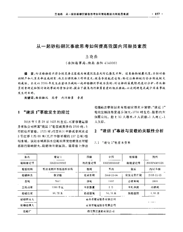 从一起砂船翻沉事故思考如何提高我国内河船员素质