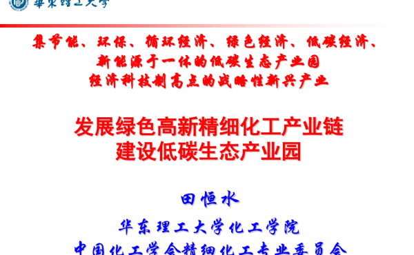 发展绿色高新精细化工产业链建设低碳生态产业园