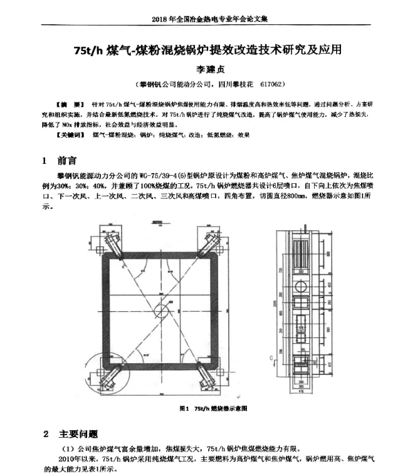 75th煤气-煤粉混烧锅炉提效改造技术研究及应用