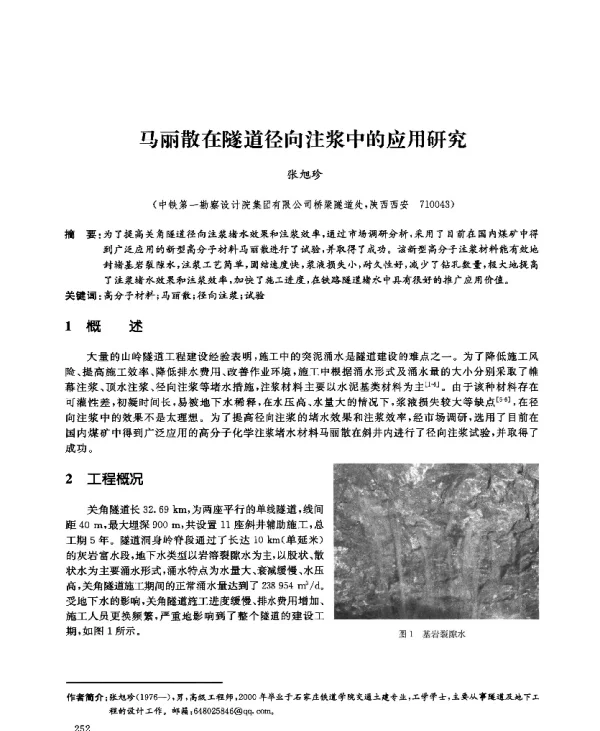 马丽散在隧道径向注浆中的应用研究