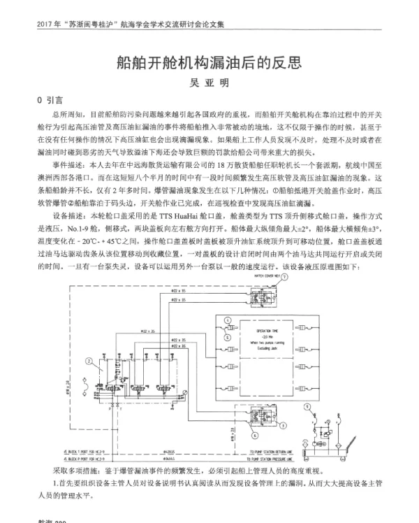 船舶开舱机构漏油后的反思