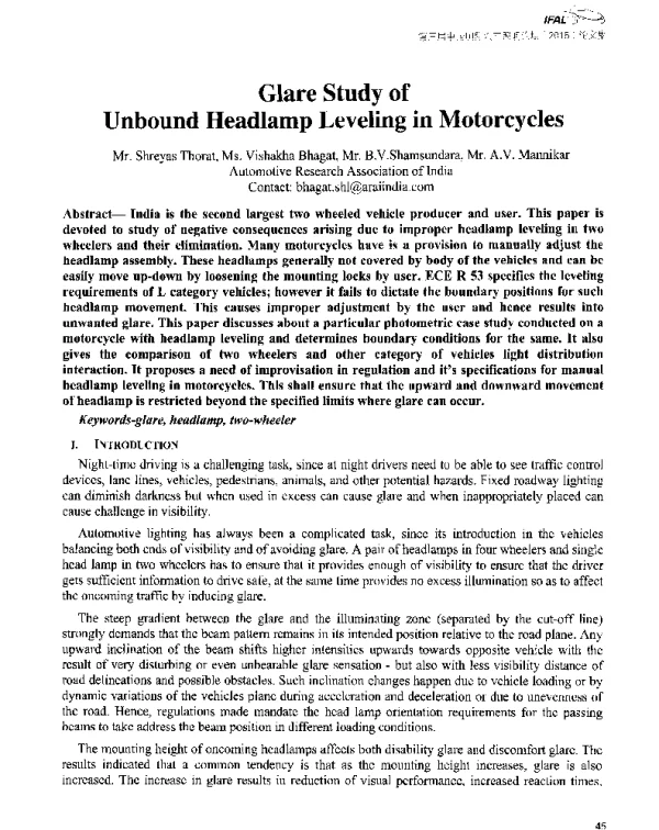 GlareStudyofUnboundHeadlampLevelinginMotorcycles