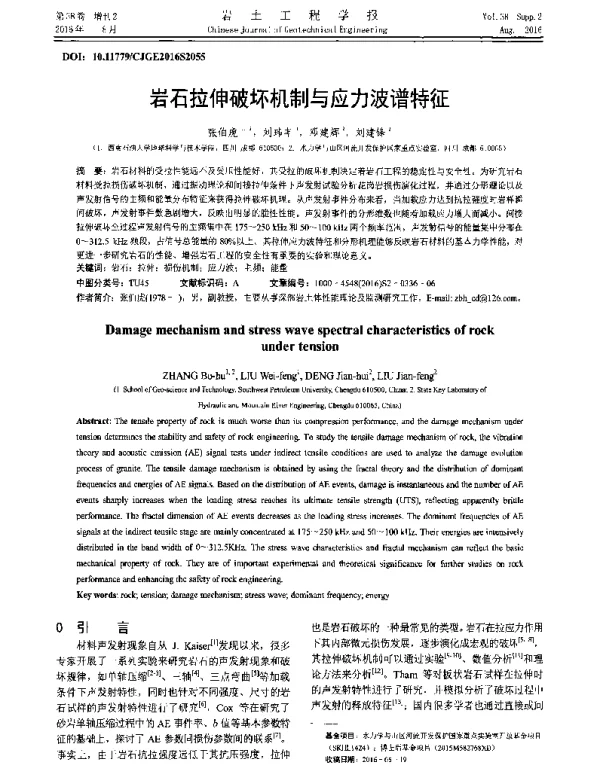 岩石拉伸破坏机制与应力波谱特征
