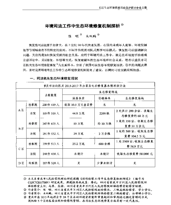 环境司法工作中生态环境修复机制探析
