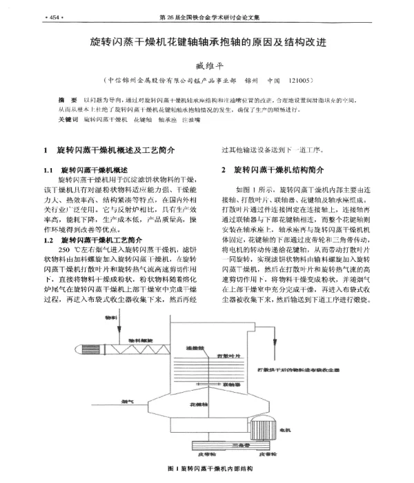旋转闪蒸干燥机花键轴轴承抱轴的原因及结构改进