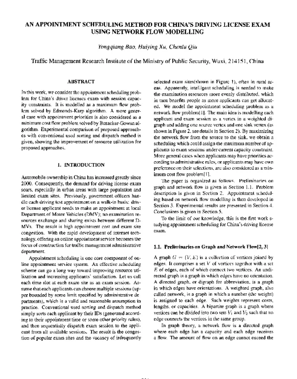 ANAPPOINTMENTSCHEDULINGMETHODFORCHINASDRIVINGLICENSEEXAMUSINGNETWORKFLOWMODELLING