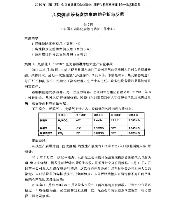 几类炼油设备腐蚀事故的分析与反思
