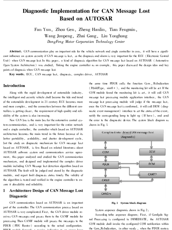 DiagnosticImplementationforCANMessageLostBasedonAUTOSAR