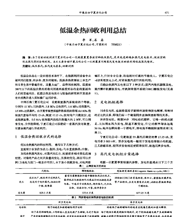 低温余热回收利用总结