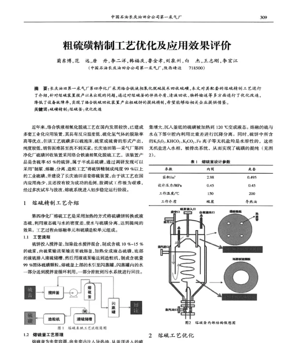 粗硫磺精制工艺优化及应用效果评价