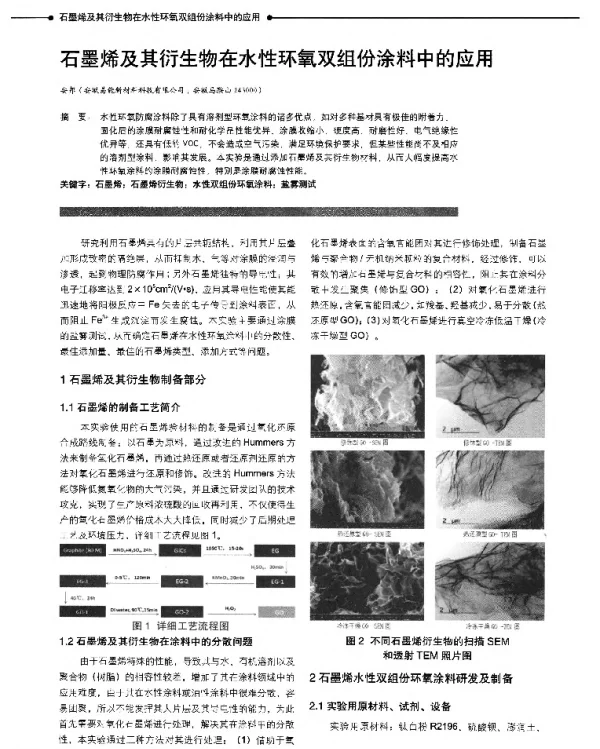 石墨烯及其衍生物在水性环氧双组份涂料中的应用