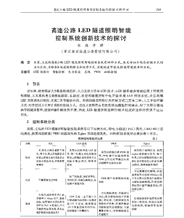 高速公路LED隧道照明智能控制系统创新技术的探讨