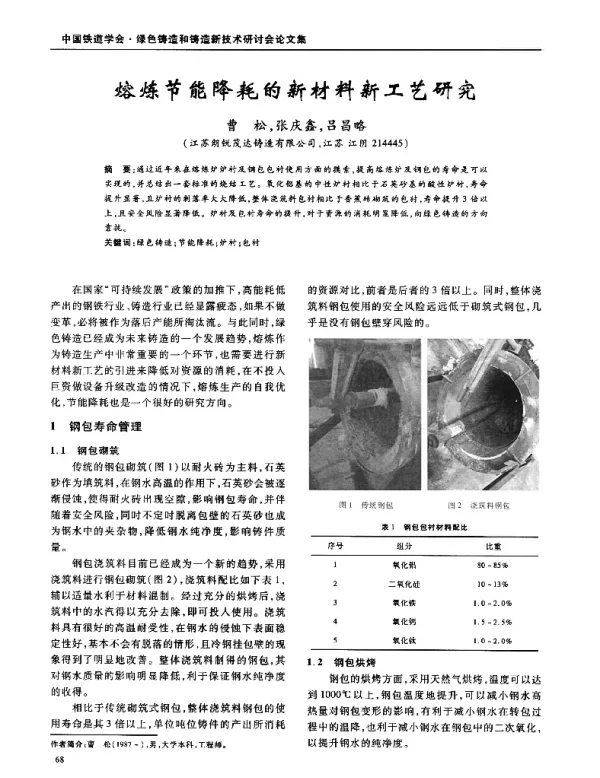 熔炼节能降耗的新材料新工艺研究