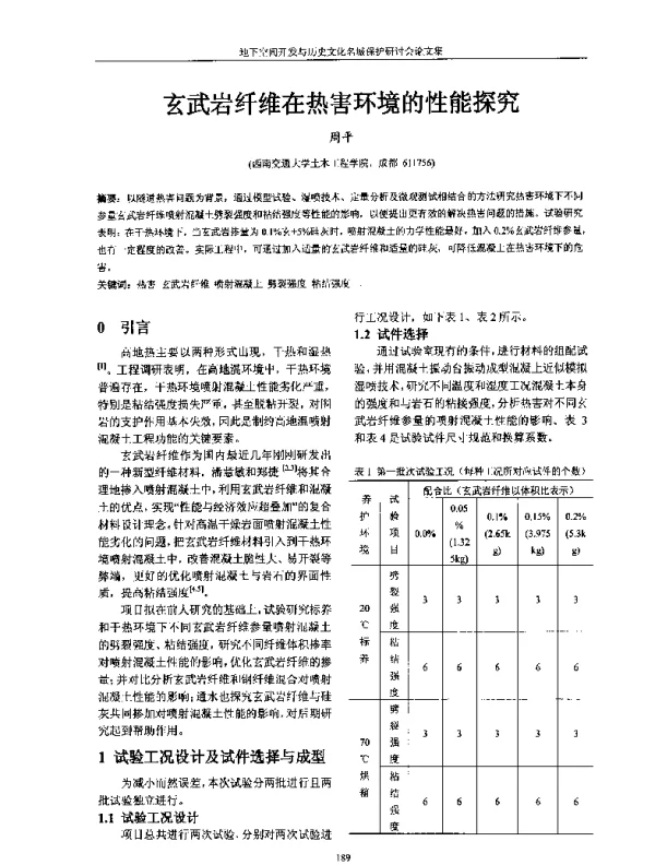 玄武岩纤维在热害环境的性能探究