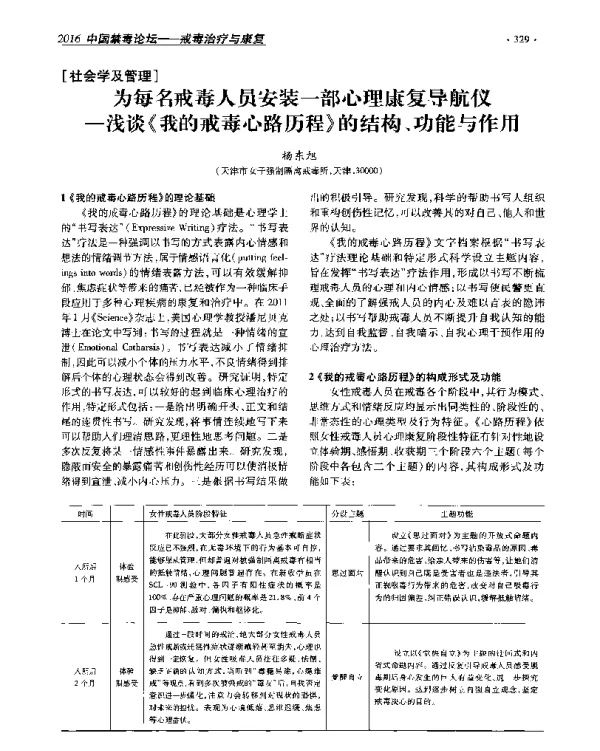 为每名戒毒人员安装一部心理康复导航仪--浅谈《我的戒毒心路历程》的结构、功能与作用