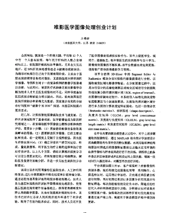 唯影医学图像处理创业计划