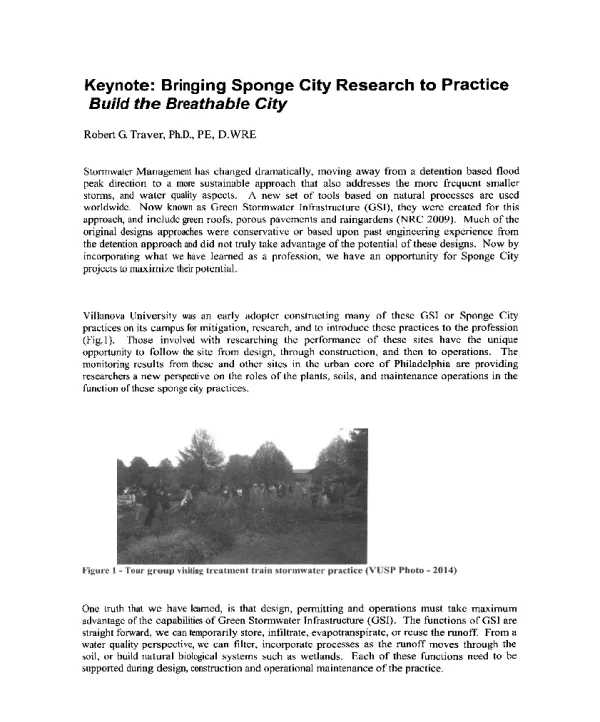 KeynoteBringingSpongeCityResearchtoPracticeBuildtheBreathableCity