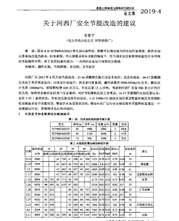 关于河西厂安全节能改造的建议