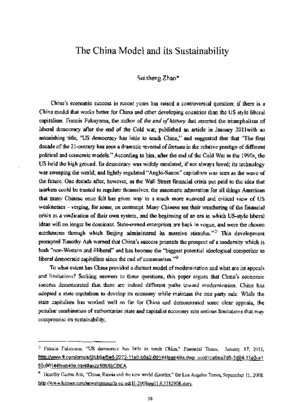 TheChinaModelanditsSustainability