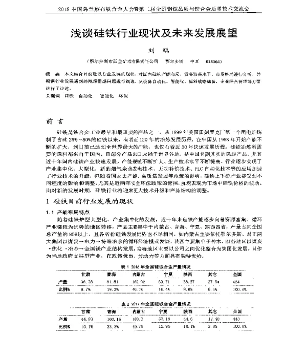 浅谈硅铁行业现状及未来发展展望