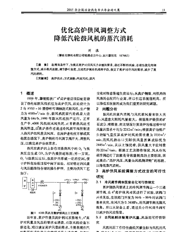 优化高炉供风调整方式降低汽轮鼓风机的蒸汽消耗