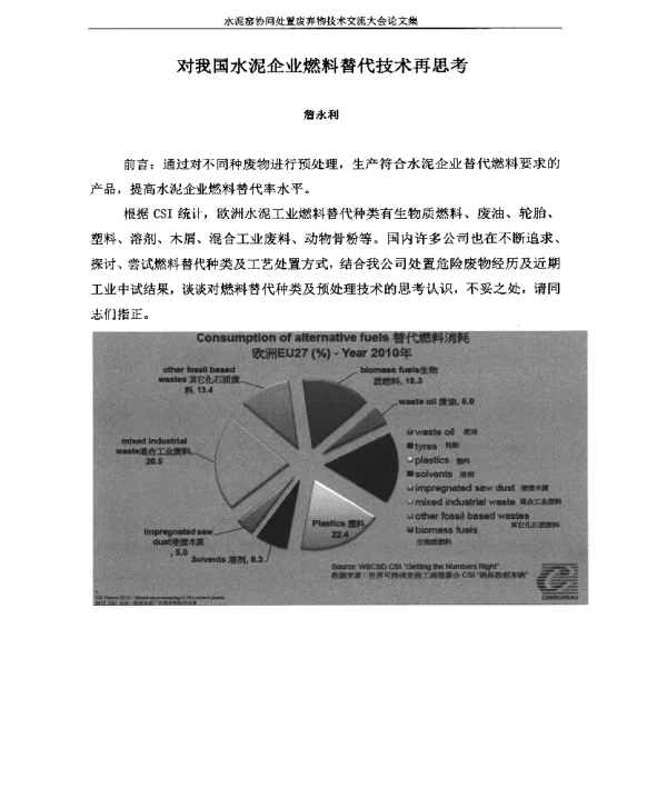 对我国水泥企业燃料替代技术再思考