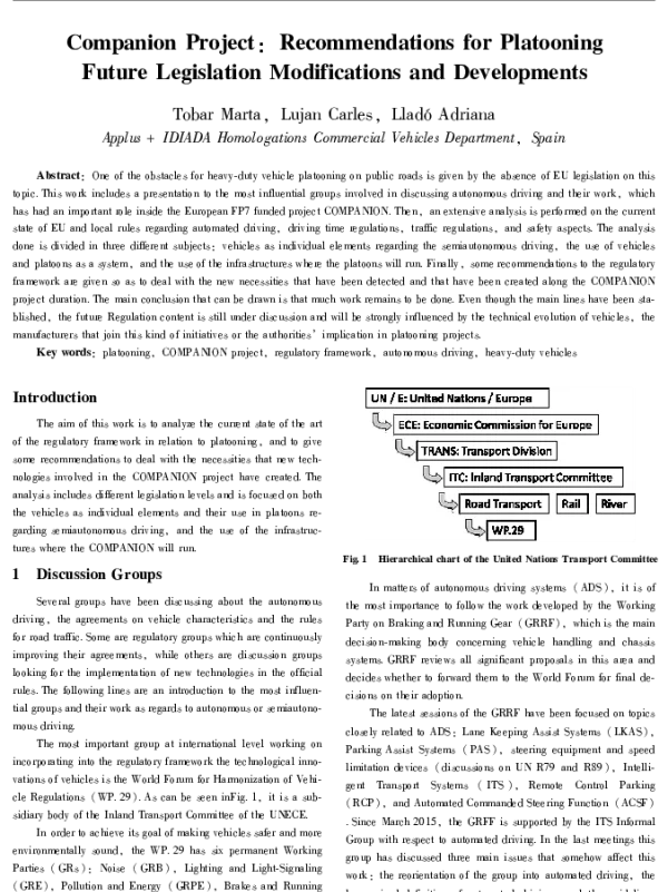CompanionProjectRecommendationsforPlatooningFutureLegislationModificationsandDevelopments