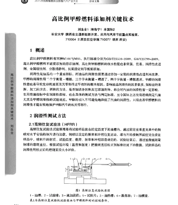 高比例甲醇燃料添加剂关键技术
