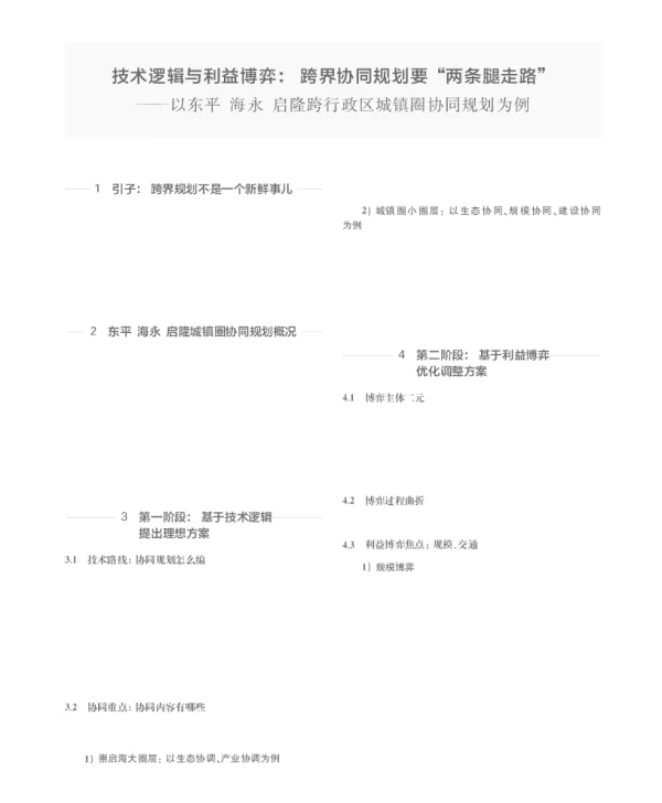 技术逻辑与利益博弈跨界协同规划要两条腿走路--以东平-海永-启隆跨行政区城镇圈协同规划为例