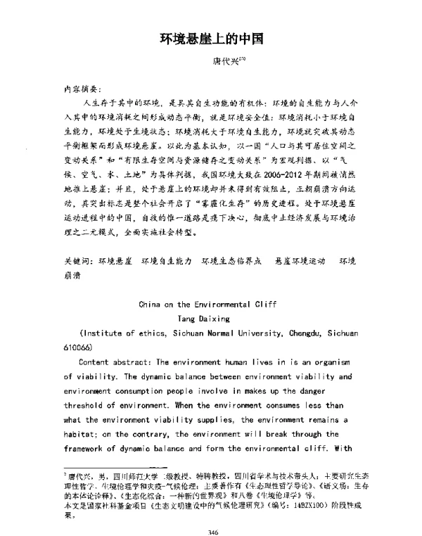 环境悬崖上的中国