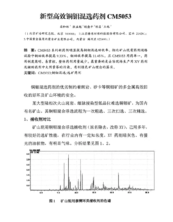 新型高效铜钼混选药剂CM5053