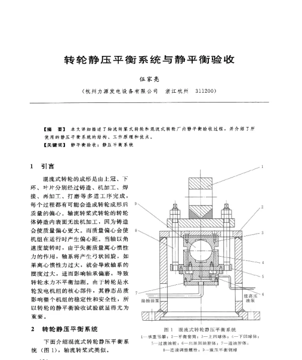 转轮静压平衡系统与静平衡验收