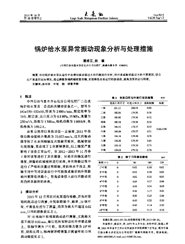 锅炉给水泵异常振动现象分析与处理措施