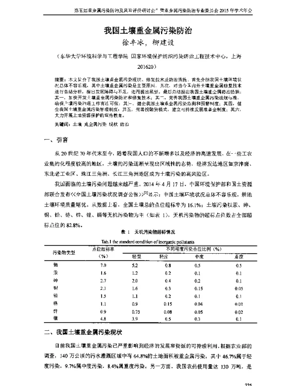 我国土壤重金属污染防治