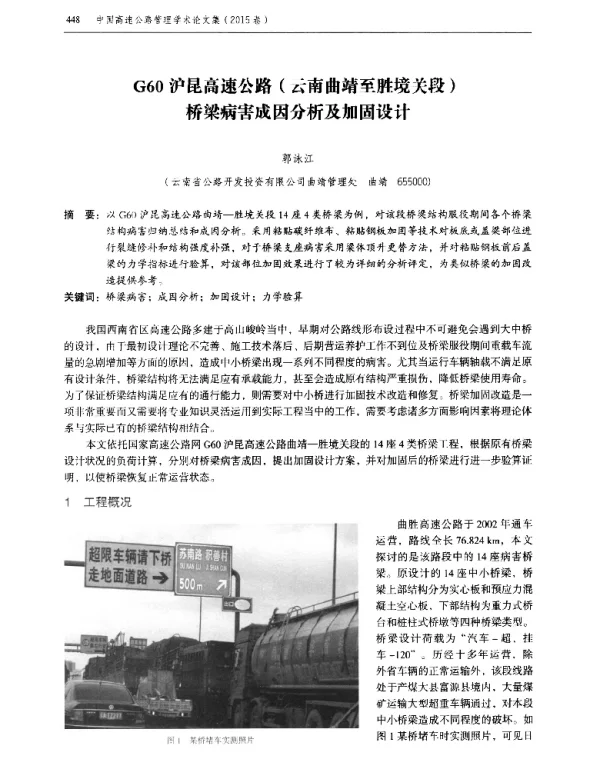G60沪昆高速公路(云南曲靖至胜境关段)桥梁病害成因分析及加固设计