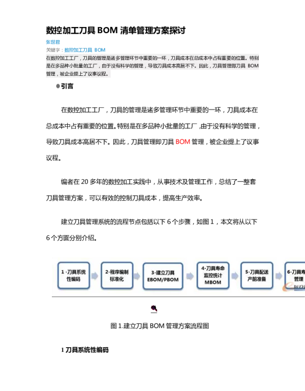 数控加工刀具BOM清单管理方案探讨