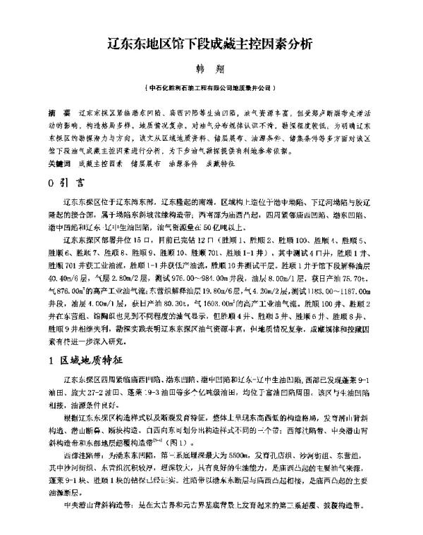 辽东东地区馆下段成藏主控因素分析